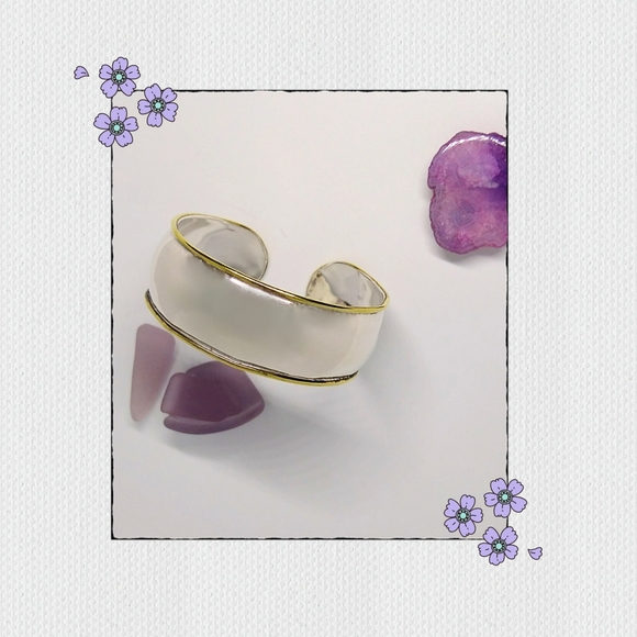 Vintage Taxco Mexico Sterling Silver with Brass Edge Cuff Bracelet - Picture 1 of 8